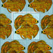 陰陽金魚 ファブリック (タイル)