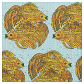 陰陽金魚 ファブリック (クローズアップ)