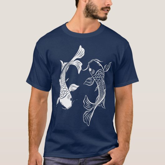 陰陽魚コイ魚 Tシャツ (正面)