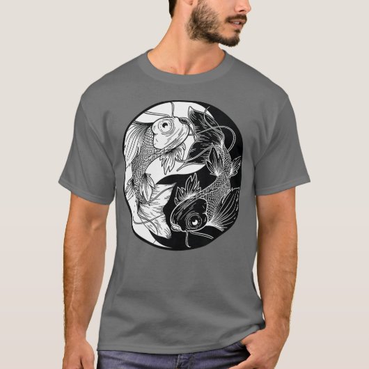 陰陽魚コイ魚 Tシャツ (正面)
