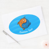 陰陽魚漫画 楕円形シール (封筒)