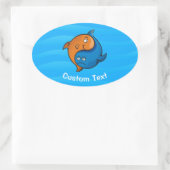 陰陽魚漫画 楕円形シール (バッグ)