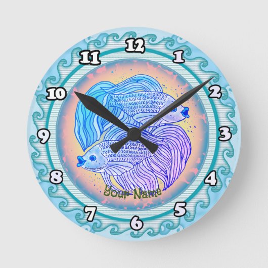 陰陽魚 ラウンド壁時計 (正面)