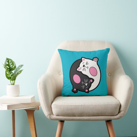 陰陽黒白の眠り猫 クッション (椅子)