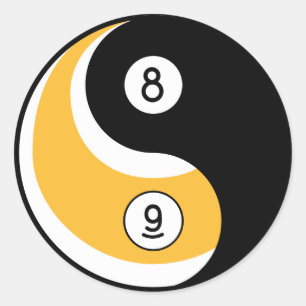 陰陽8の球9の球の記号-ビリヤードのゲーム ラウンドシール