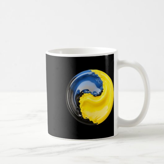 陰陽 ウクライナ 青と黄色 コーヒーマグカップ (右)