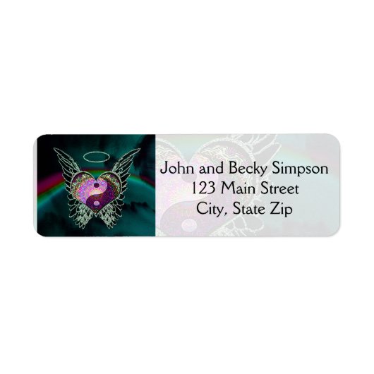 陰陽、エンジェルウィングスとハート ラベル (正面)