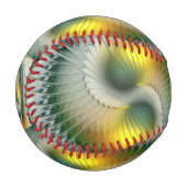 陰陽 グリーン イエロー 抽象的 カラフル フラクタル 野球ボール (正面左)