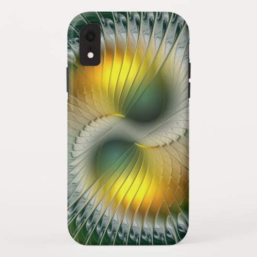 陰陽 グリーン イエロー 抽象的 カラフル フラクタル Case-Mate iPhoneケース (裏面)