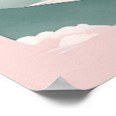 陰陽、フローラマウンテンピンクセージティール(緑がかった色) ポスター (角)