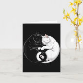 陰陽 ペット 猫 黒猫 白猫 カード (黄色い花)