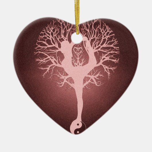 陰陽、ヨガ、調和生命の樹 セラミックオーナメント (正面)