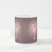 陰陽、ヨガ、調和生命の樹 フロストグラスマグカップ (正面左)