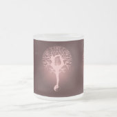 陰陽、ヨガ、調和生命の樹 フロストグラスマグカップ (中央)