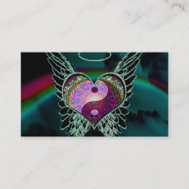 陰陽、天使の翼およびハート 名刺