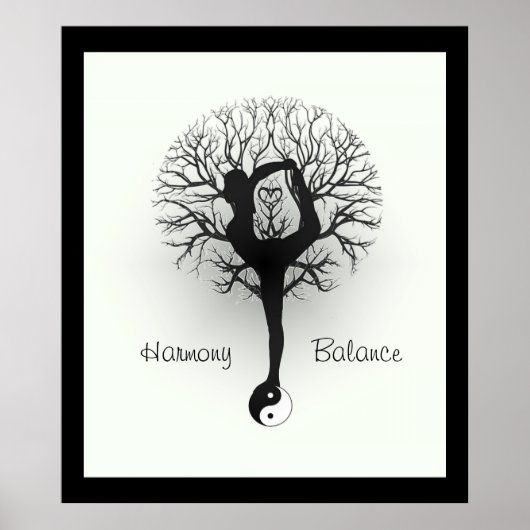 陰陽,生命の木,女性,ヨガ ポスター (正面)