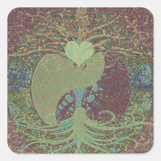 陰陽（茶） スクエアシール (正面)