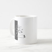 陰陽 黒と白の蓮の花 コーヒーマグカップ (正面左)