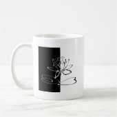 陰陽 黒と白の蓮の花 コーヒーマグカップ (左)