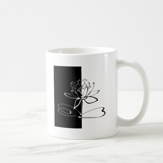 陰陽 黒と白の蓮の花 コーヒーマグカップ (右)