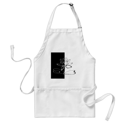 陰陽 黒と白の蓮の花 スタンダードエプロン (正面)