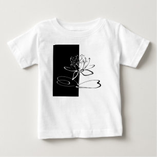 陰陽 黒と白の蓮の花 ベビーTシャツ