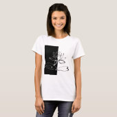 陰陽 黒と白の蓮の花 Tシャツ (正面フル)