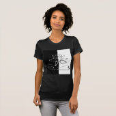 陰陽 黒と白の蓮の花 Tシャツ (正面フル)