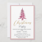 陳腐なピンクと赤いパゴダのクリスマス 招待状 (正面)