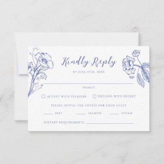 陳腐なフランスのヴィンテージフローラ 出欠カード (正面)