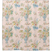 陳腐なフローラ赤面ピンク牡丹風呂 シャワーカーテン (正面)