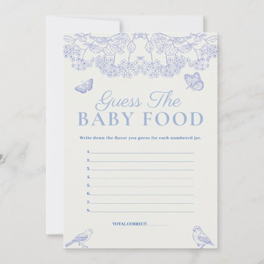 陳腐な推測ベビー食べ物ベビーシャワーゲームカード 招待状 (正面)