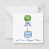 陳腐な水の色の弓トピアリーギフトエンクロージャー ノートカード (正面)