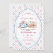 陳腐名門私立校風の秋ティーベイビーシャワー 招待状 (正面)