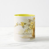 陶器のつぼの黄色バラ マグカップ (中央)