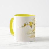 陶器のつぼの黄色バラ マグカップ (正面左)