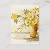 陶器のつぼ|の水彩画の花柄の黄色バラ 名刺 (正面)