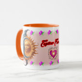 陶器のコーヒーカップにお月様と太陽 マグカップ (正面左)