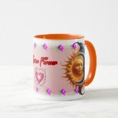 陶器のコーヒーカップにお月様と太陽 マグカップ (正面右)