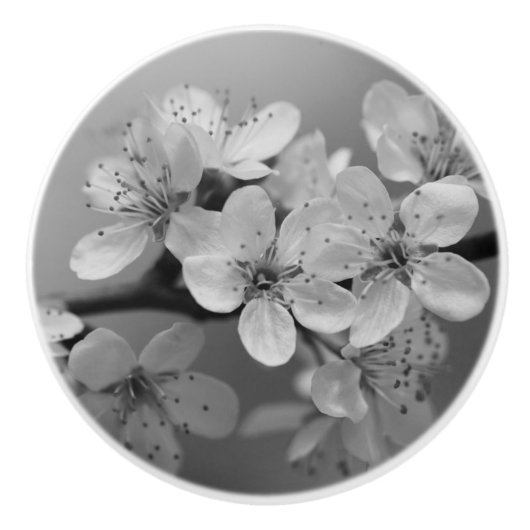 陶器の取っ手の上の小さな花 セラミックノブ (正面)