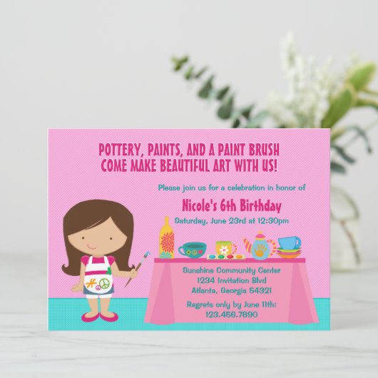 陶器の絵画の芸術および技術の誕生会 招待状 (スタンド正面)