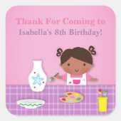 陶器の絵画の芸術のパーティーはステッカー感謝していしています スクエアシール (正面)