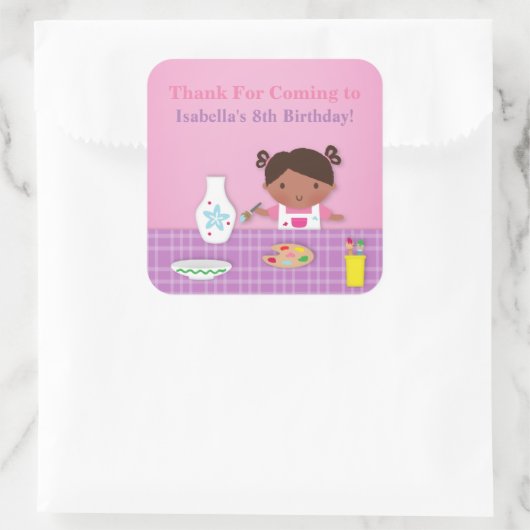 陶器の絵画の芸術のパーティーはステッカー感謝していしています スクエアシール (バッグ)