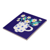 陶器の花瓶の水彩デイジー 陶器タイル タイル (側面)