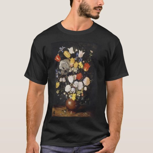 陶器の花瓶の花束(1610) Tシャツ (正面)