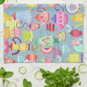 陶器の青 キッチンタオル (折り畳み)