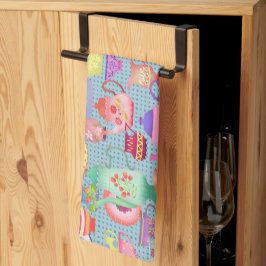 陶器の青 キッチンタオル