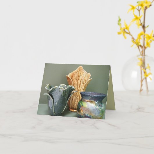 陶器デザイン札 カード (黄色い花)