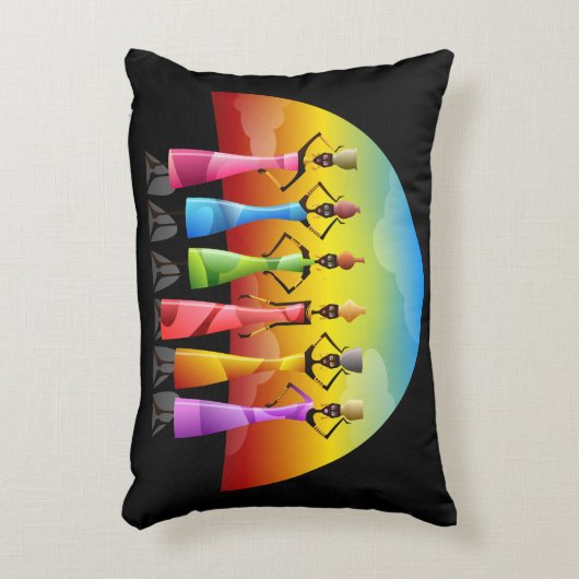 陶器付きアフリカ人女性 アクセントクッション (正面(垂直))