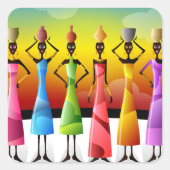 陶器付きアフリカ人女性 スクエアシール (正面)